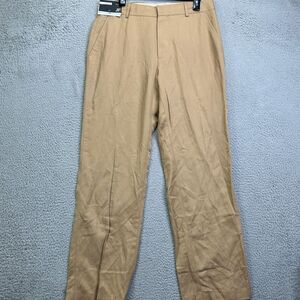 JF J.Ferrar Linen Blend Pants Mens‎ 32X34 Tan Dress Relaxed Fit Flat Front NEW